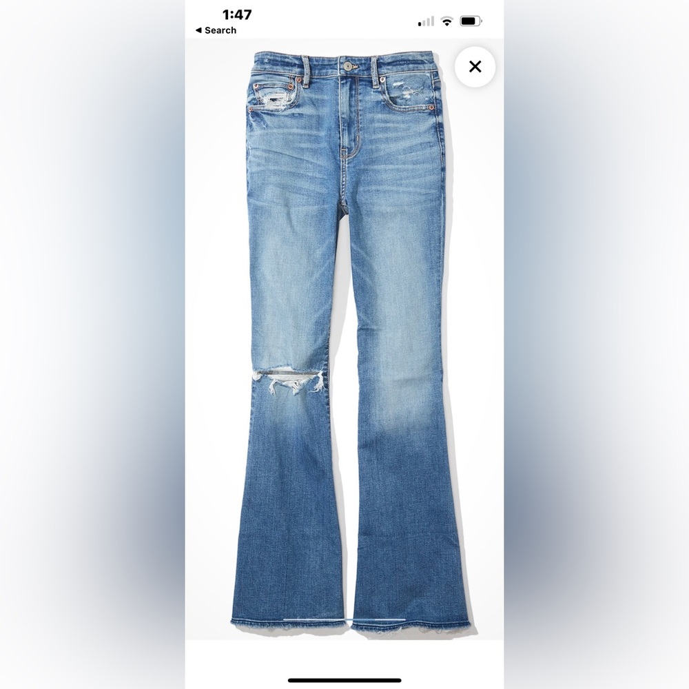 AE American Eagle Super High-Waisted Flare Jean - New Without Tag - 12 Short